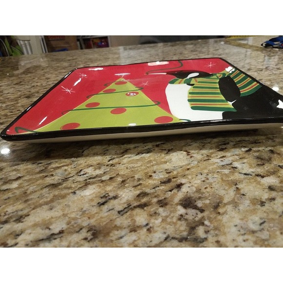 Stephanie Stouffer Christmas Tree Penguin Large Plate Certified International - Picture 4 of 11